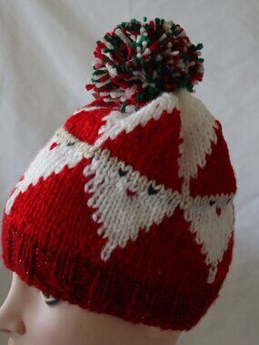 Santa Hat beanie unisex 6 santa faces 16" to 22" brim